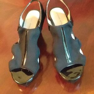 Black Paton leather and soft cloth shoe